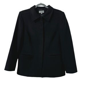 L.l Bean Womens Vintage Coat Size 12 Wool Cashmere‎ Black Business Casual Modern
